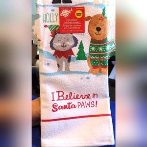 Christmas House "I Believe in Santa Paws" Tea Towel 15"x 25".